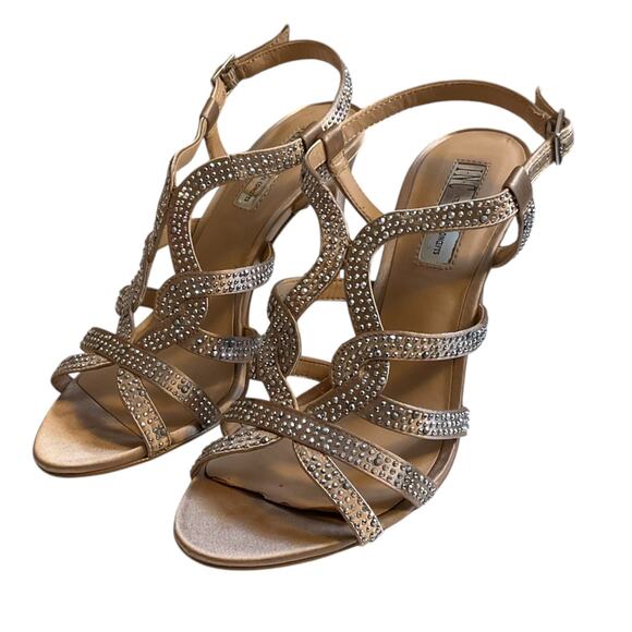 INC International Concepts Sandal Heel 7.5M Randii Bisque Rhinestone-Read Flaw - Picture 8 of 15